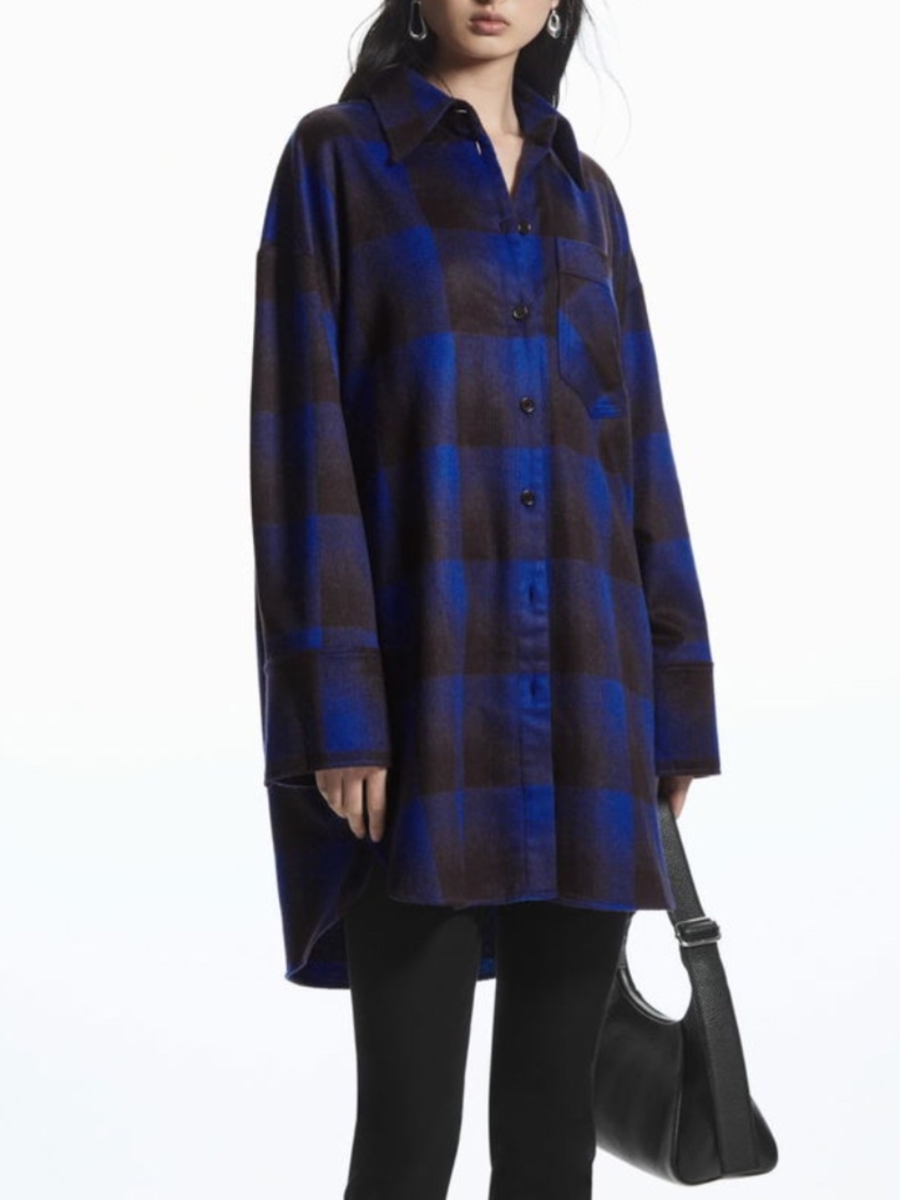 NWT COS Checked Wool Plaid Tunic Shirt (M)